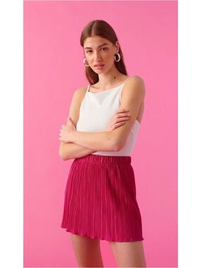 Pretty Little Thing Pleated Mini Skirt Size 4 in Hot Pink